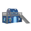 HOCHBETT mit Rutsche Karolina Massivholz Grau Textilset Astro 2 - Blau/Grau, Holz (90/200cm) - 58aufmkessel