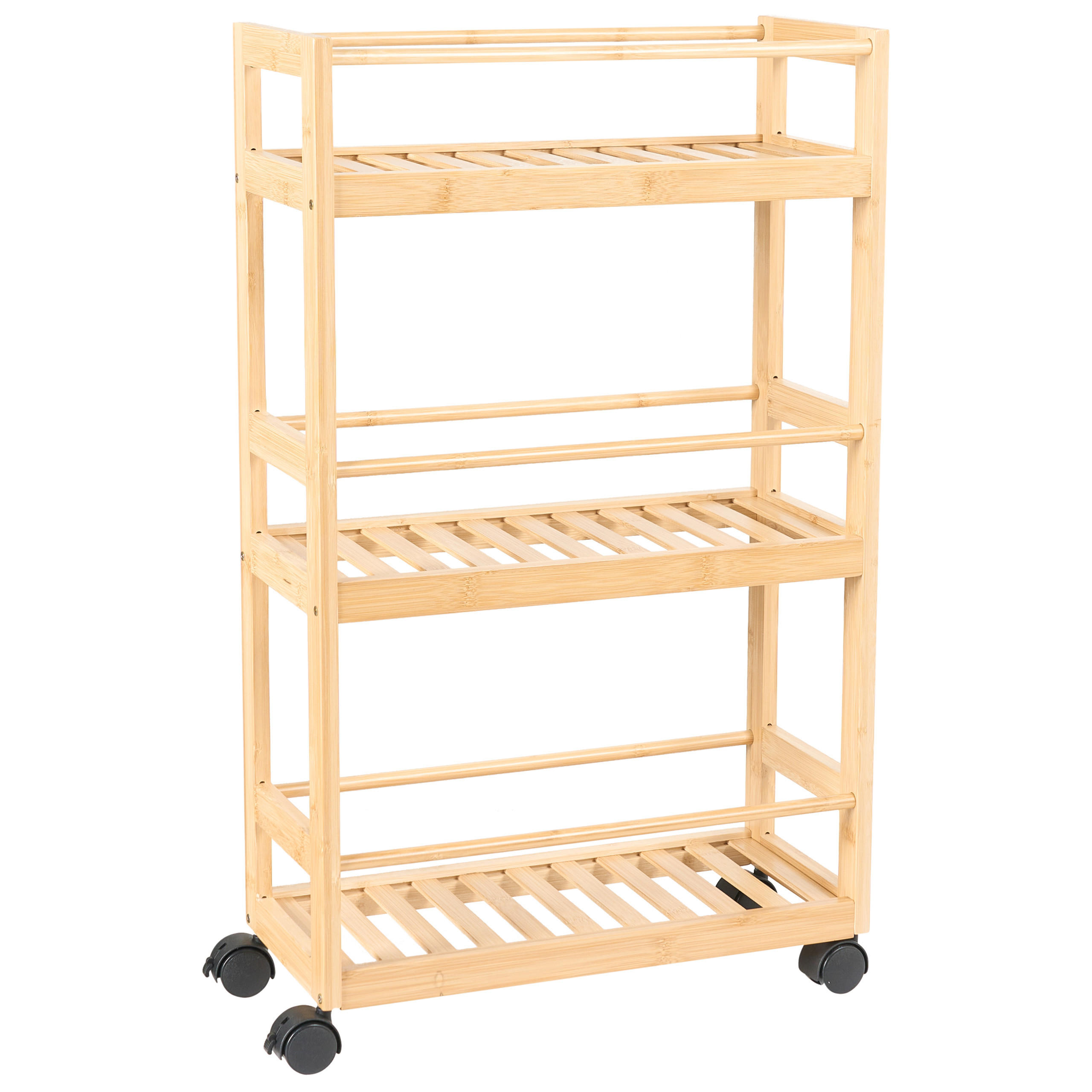 REGAL Bambus Hellbraun mit Rädern Quintay - Braun, Holz (45/75/20cm) - Beliani