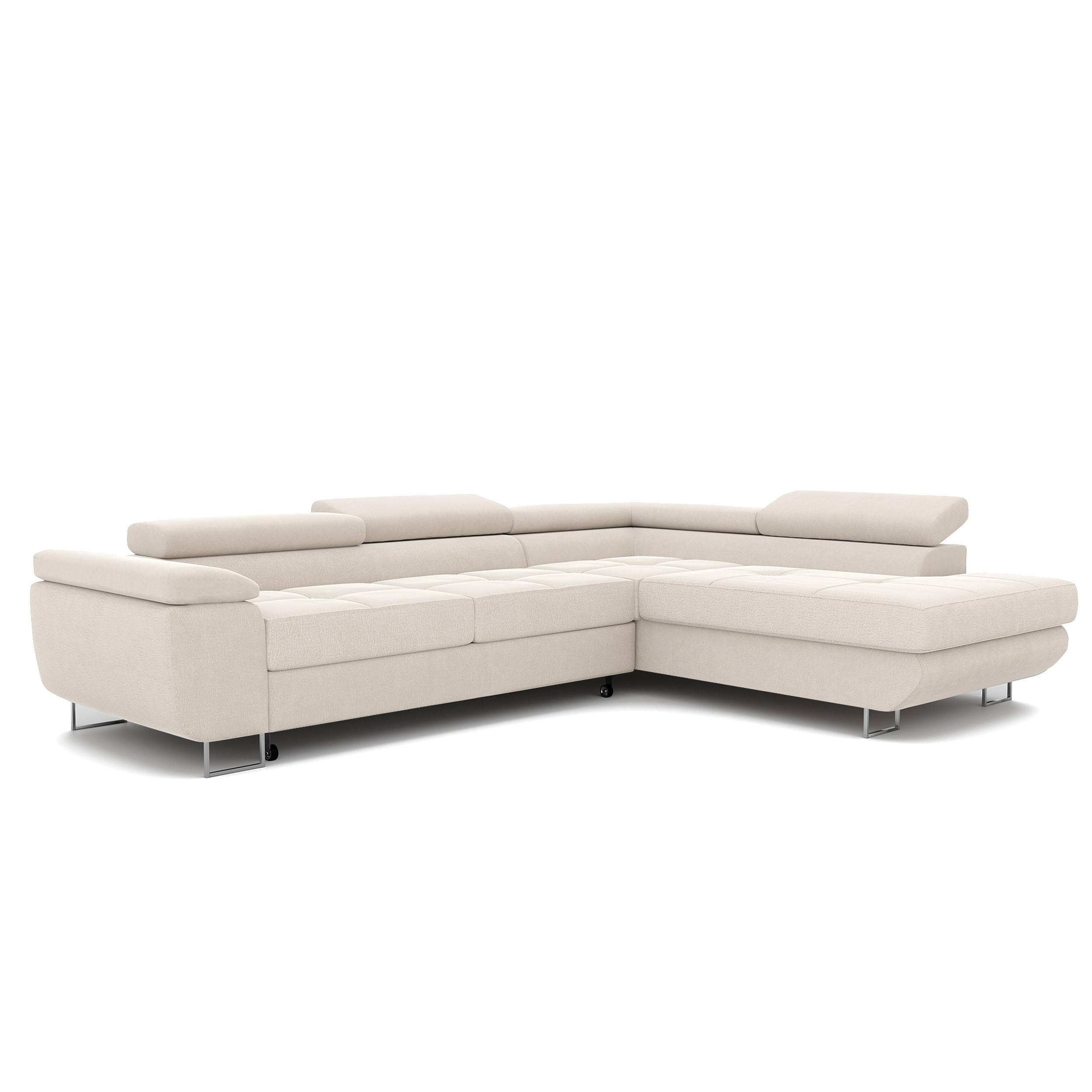 ECKSOFA ANTON mit Schlaffunktion und Bettkasten Creme - Creme, Holzwerkstoff/Kunststoff (274/203cm) - Idohome