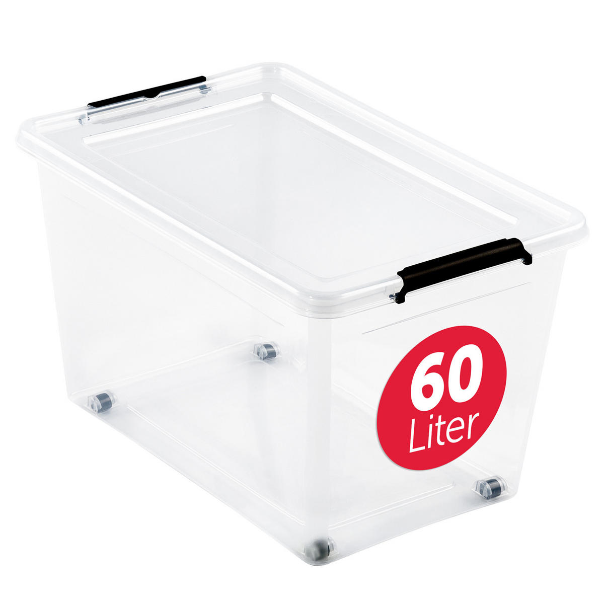 AUFBEWAHRUNGSBOX mit Deckel 60l - 1er Set - Transparent, Kunststoff (39/35/58cm) - BOXXivo