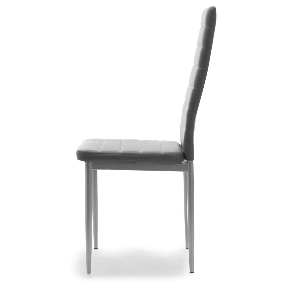 STUHL Set FADO 6x aus Ökoleder - grau - Grau, Leder/Metall (45/99/50cm) - NEW HOME