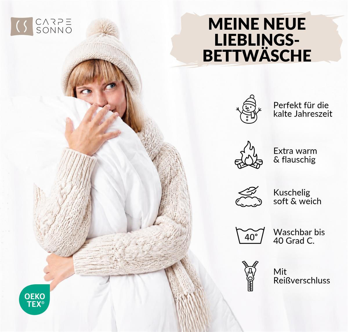 BIBER-BETTWÄSCHE 135x200 - Kuschelig warmer Flanell Winter Bettbezug - Streifen Muster - Grün, Textil (135/200cm) - Carpe Sonno