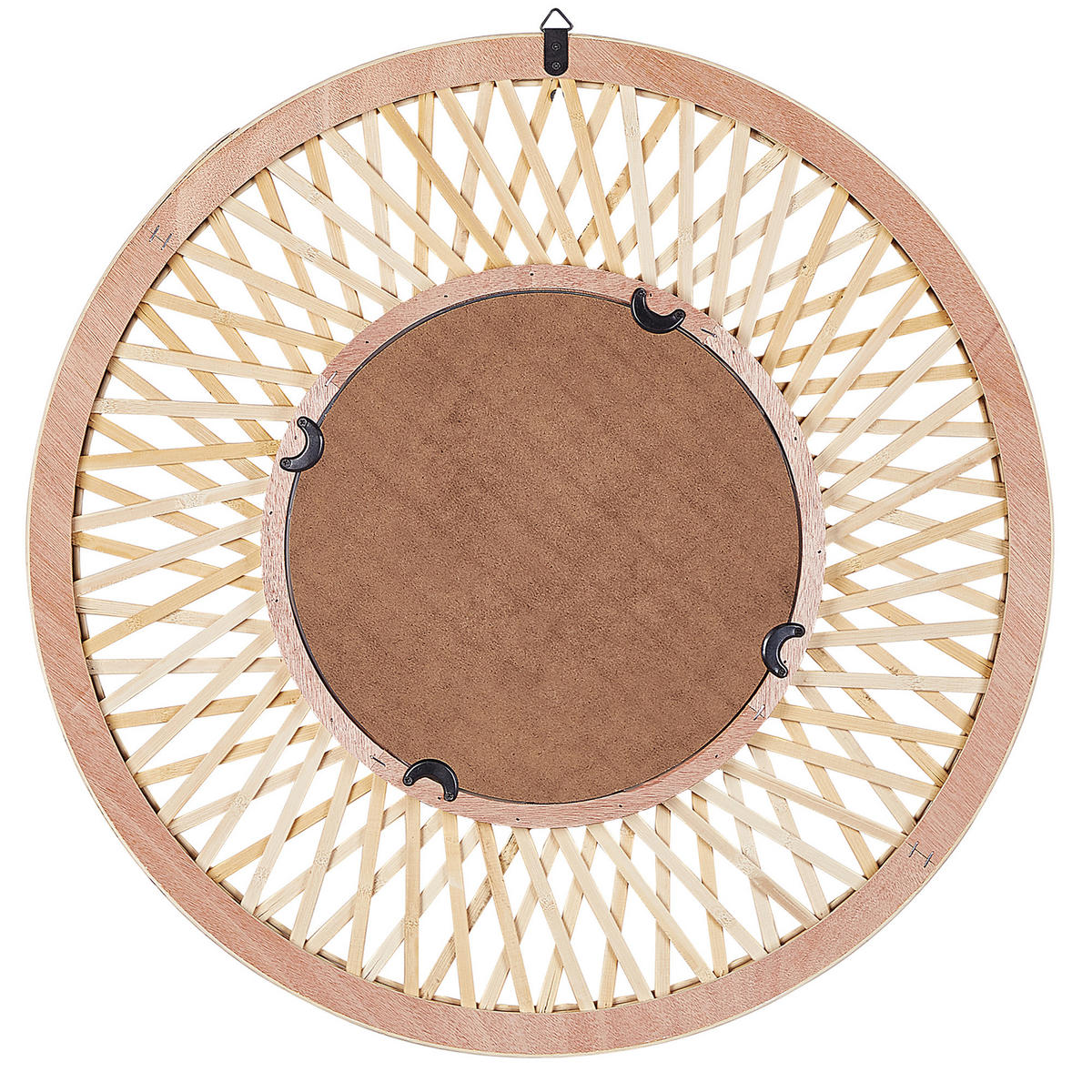 WANDSPIEGEL Bambusholz 60 cm Bacata - Hellbraun, Holz (60/60/2cm) - Beliani