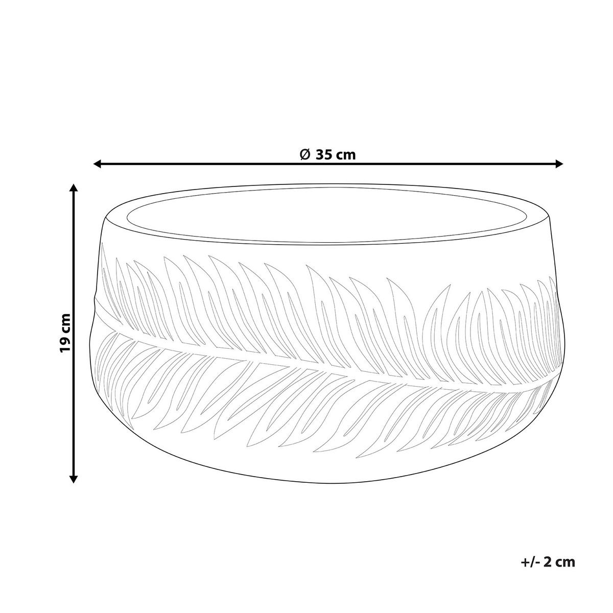 BLUMENTOPF cremeweiß rund 35/35/19 cm Ftero - Weiß, Naturmaterialen (19cm) - Beliani