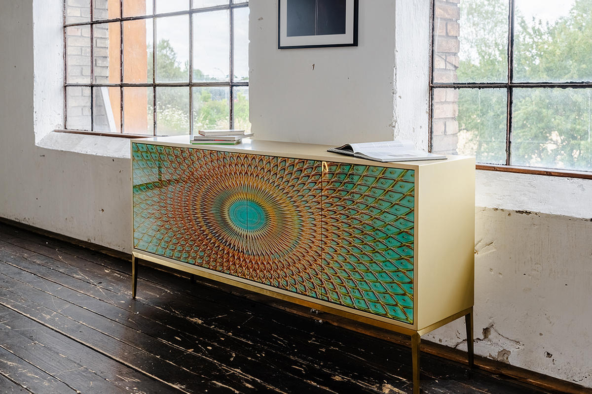 SIDEBOARD LAGO Grün Holz - Goldfarben/Grün, Holz/Metall (180/85/40cm) - KAWOLA