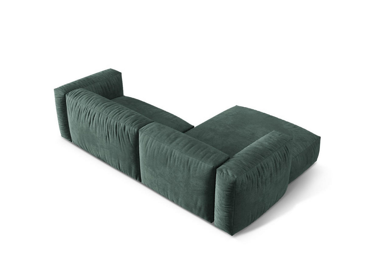 ECKSOFA modular links Martina aus Samt petrol 2 Sitzplätze - Salbeigrün, Textil (176/283cm) - Micadoni