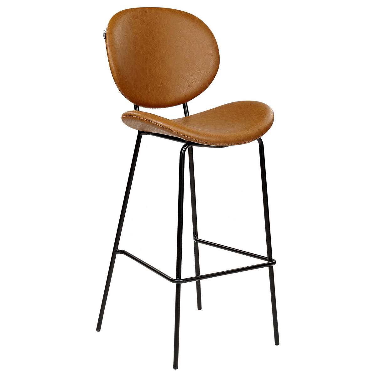 BARSTUHL 2er-Set Kunstleder goldbraun/schwarz Luana - Schwarz/Braun, Kunststoff (52/116/48cm) - Beliani