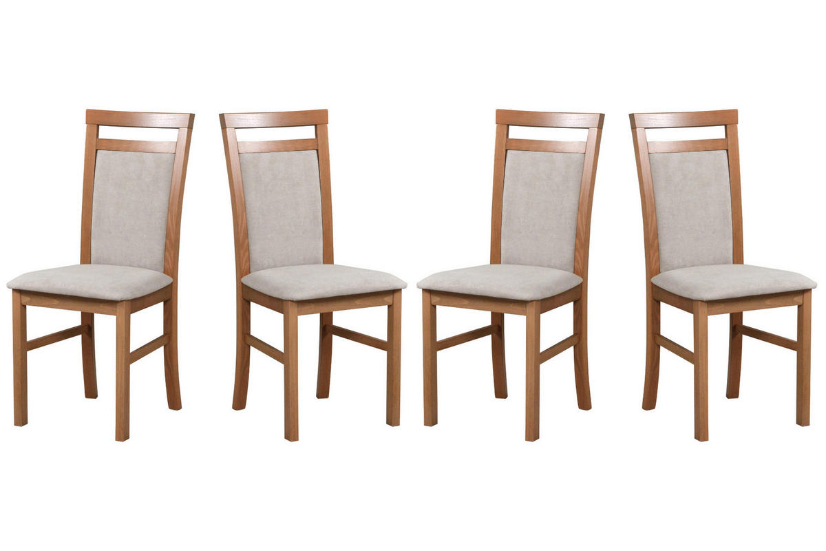 ESSZIMMERSTUHL - Set 4x MILANO 5 hell nussbaum, soro 23 - Beige/Nussbaumfarben, Holz (43/94/40cm) - Leaf Design