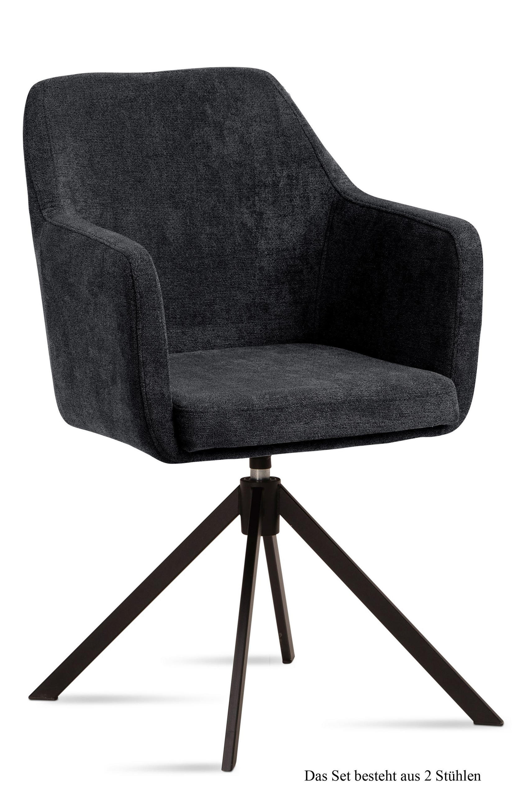 ARMLEHNSTUHL drehbar (2er-Set) Denice 57x87x60 Schwarz/Anthrazit - Anthrazit/Schwarz, Kunststoff (60/87/57cm) - 58aufmkessel