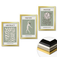 WANDBILDER 3er Set - 20x30 cm Goldrahmen - Matisses grüne Pflanzenmuster - Goldfarben, Kunststoff (20/30cm) - ArtPrintCave