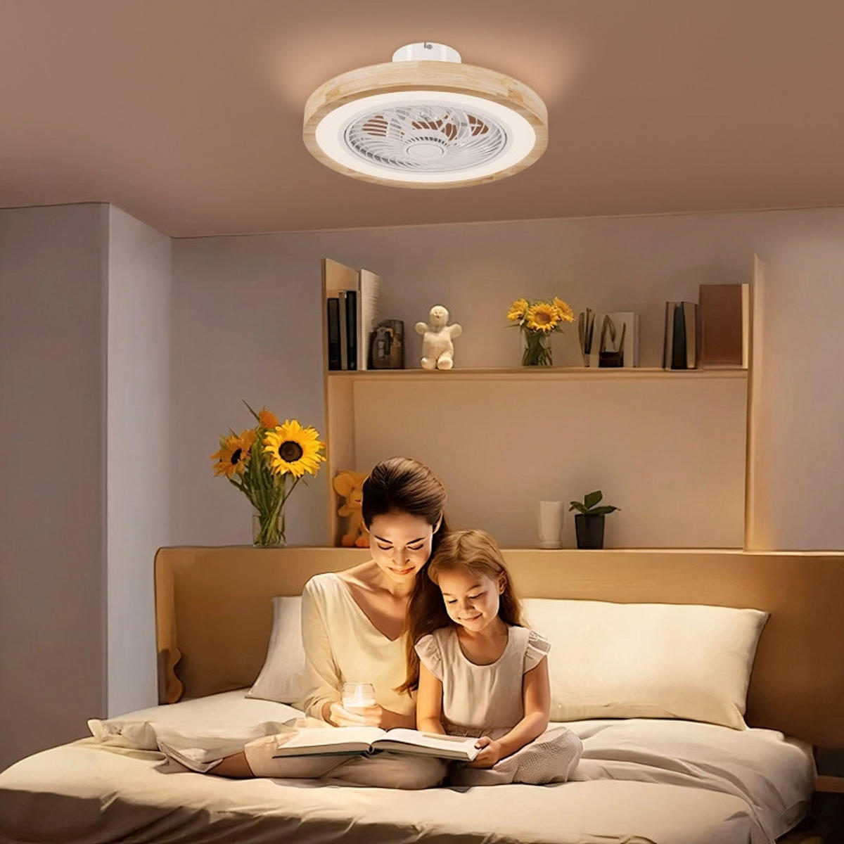 DECKENVENTILATOR LED Licht RGB 40W Fernbedienung Timer Natur - Braun, Kunststoff (50/50/22.5cm) - CASIVA
