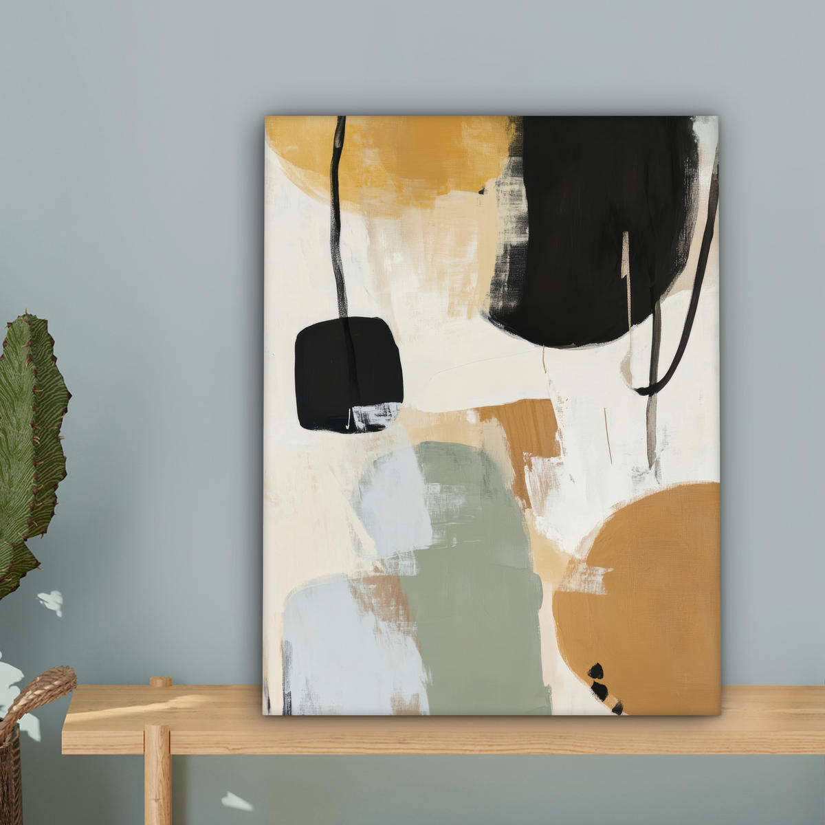 LEINWANDBILD Farbe - Abstrakt - Farben 30x40 cm - Currygelb, Textil (30/40cm) - MuchoWow