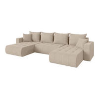 SEDACÍ SOUPRAVA DO U s funkcí spaní a úložným prostorem MILA-U 378x194x86 béžová velur - černá/Sahara, kompozitní dřevo/textil (378/86/194cm) - ALTDECOR