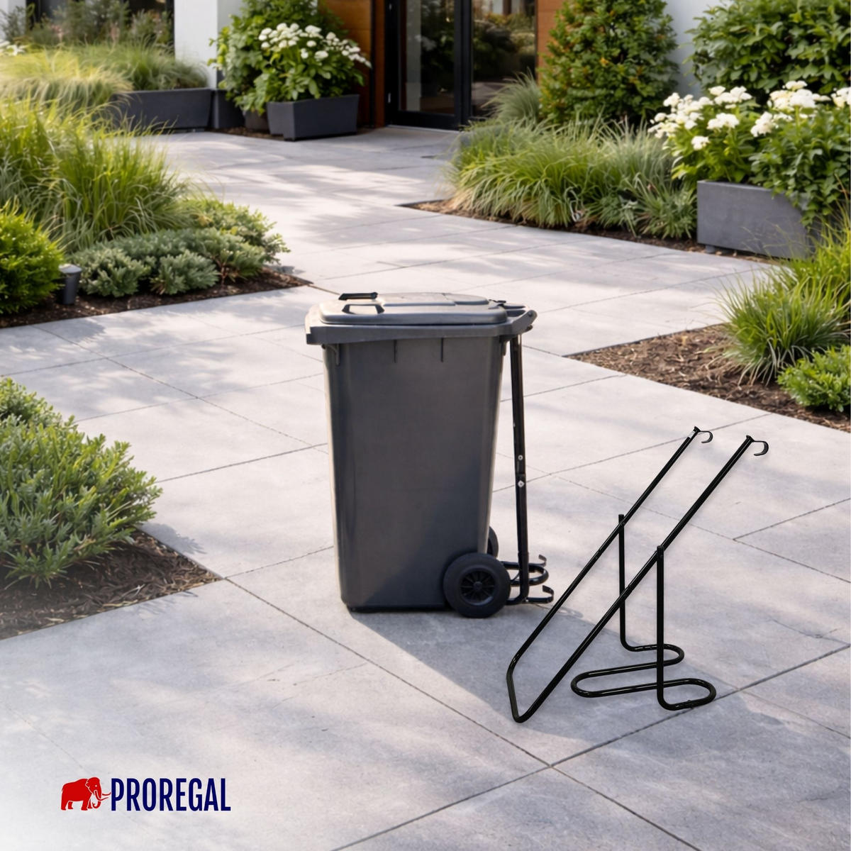 MÜLLPRESSE Pressforce manuell für 60 bis 240 Liter Mülltonne - Schwarz, Metall (102/79/39cm) - PROREGAL