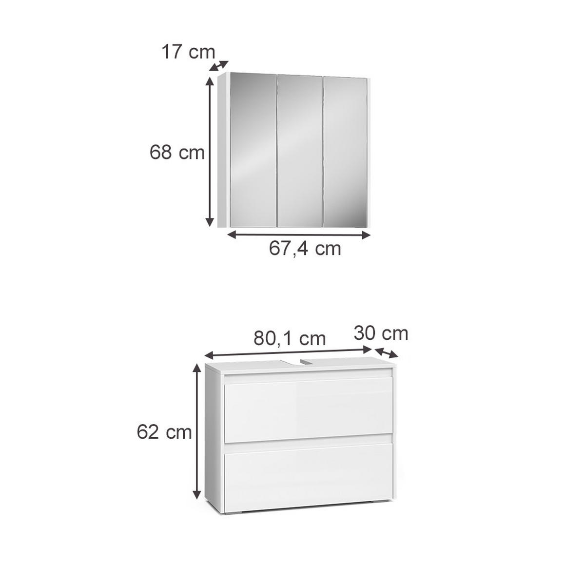 KOUPELNOVÝ NÁBYTEK Majest Bílá/bílý vysoký lesk - bílá/vysoce lesklá bílá, kompozitní dřevo (80.1/62/30.1cm) - Vicco