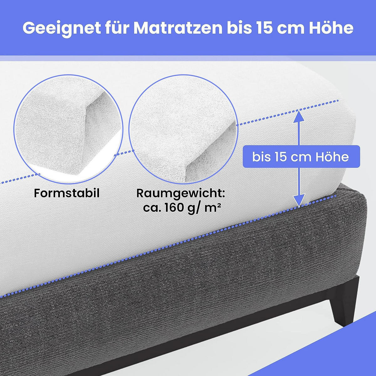 SPANNBETTLAKEN 180/200 cm, Frottee Elastisch 100 % Baumwolle Weiß - Weiß, Textil (180/200cm) - Best For Home