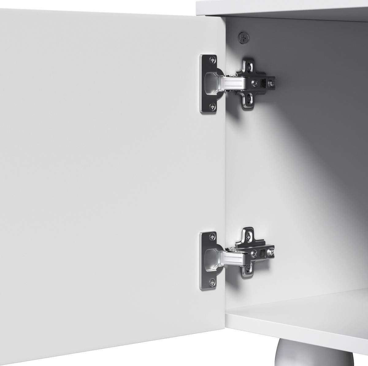 TV-KOMMODE aus Spanplatte 180x40x42 cm Weiß mit Schubladen und Fächern, matte Oberfläche und Massivholzbeine - Weiß, Holzwerkstoff (180/42/40cm) - Modfu
