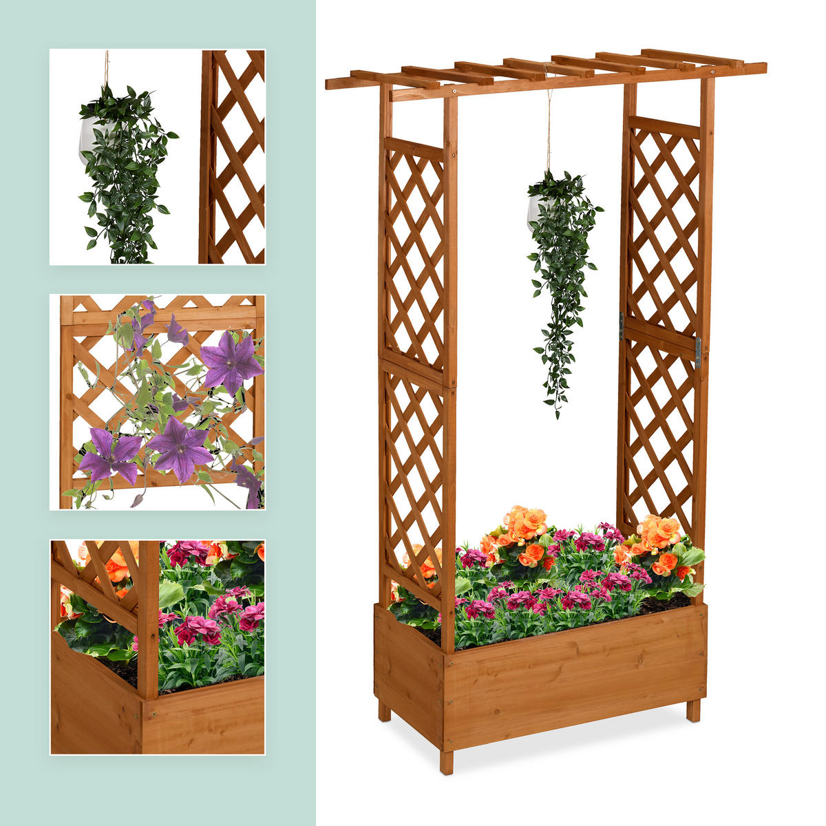 PFLANZKASTEN - Hellbraun, Holz/Textil (110/183/44cm) - Relaxdays