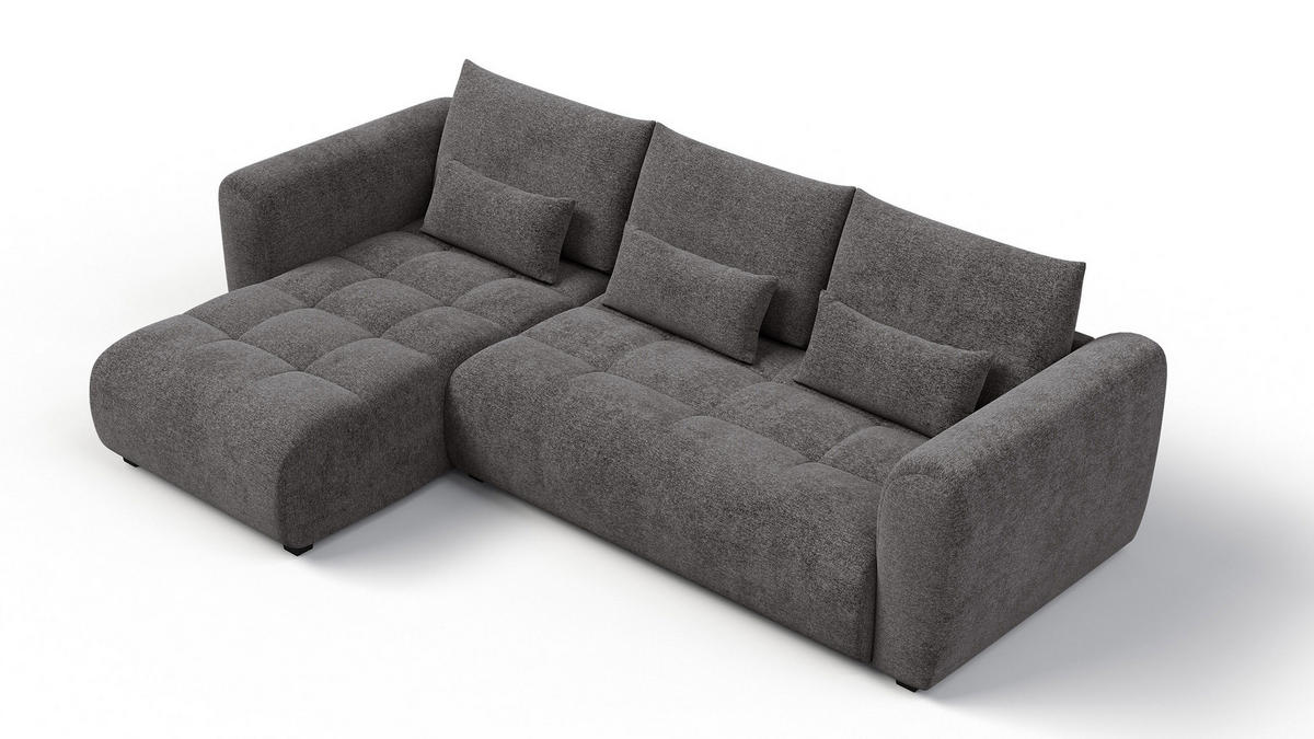 ECKSOFA SORENO 4-Sitzer, dunkelgrau - Dunkelgrau/Schwarz, Holz/Textil (293/171cm) - Courtois Laville