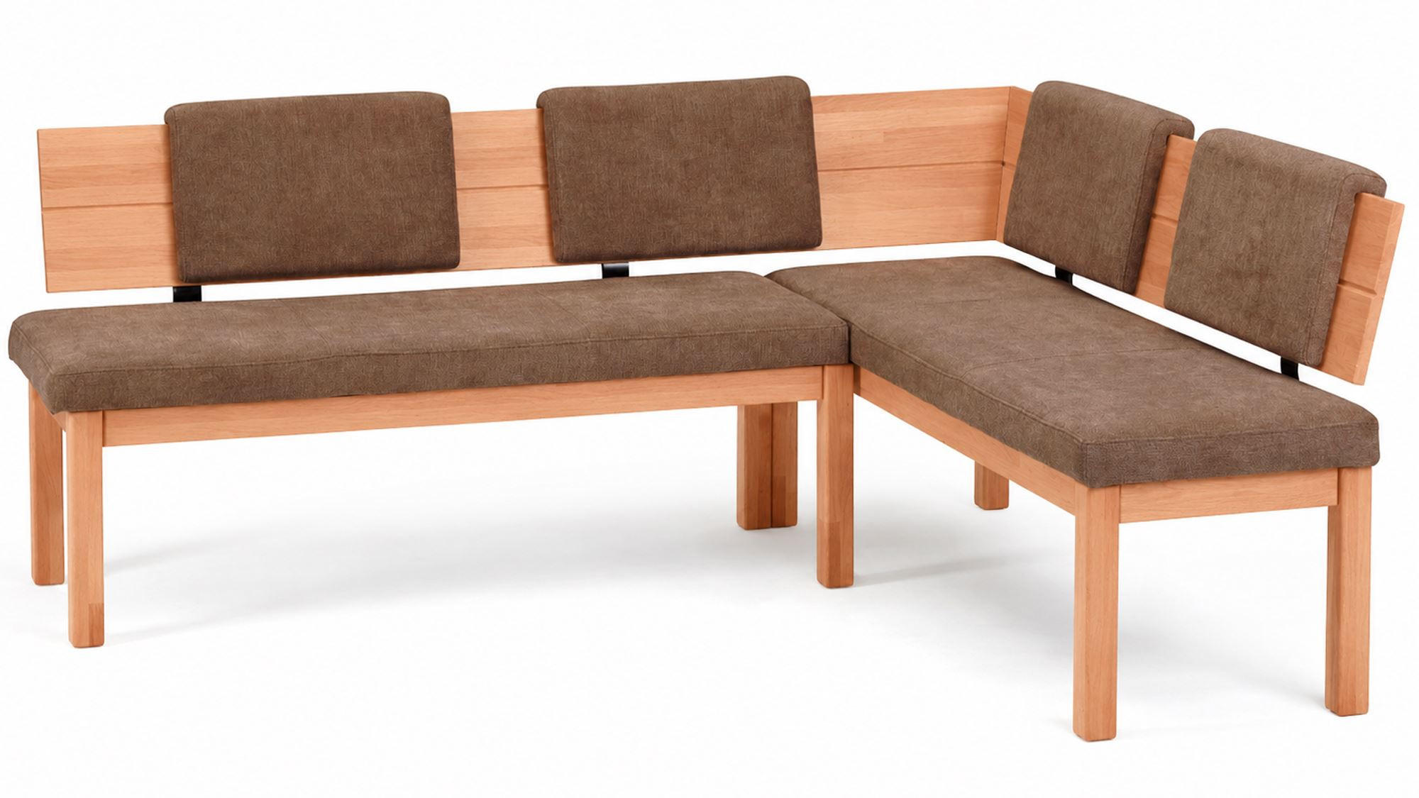ECKBANK Danny 2 für 5 Personen Massivholz + Microfaser Kernbuche/Braun - Kernbuche/Braun, Holz (194/155cm) - 58aufmkessel