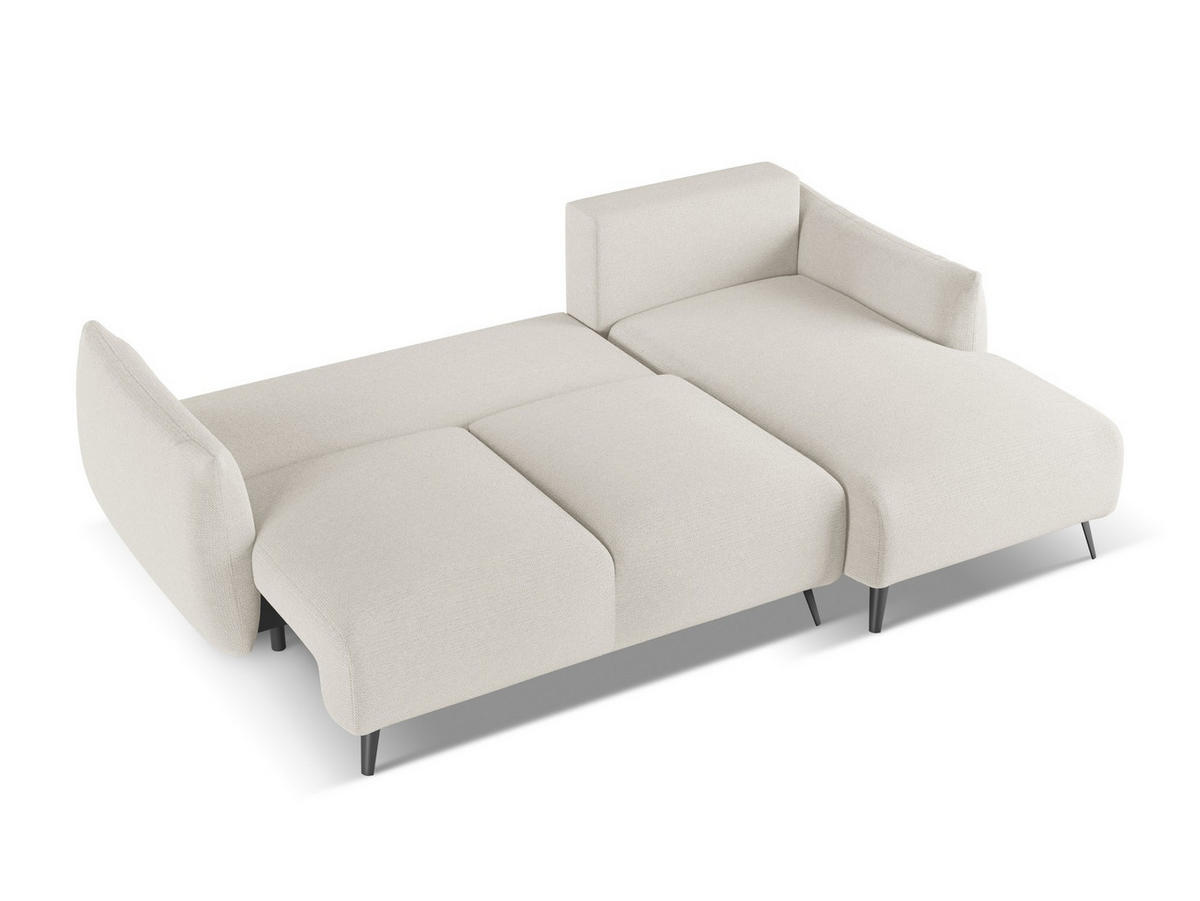 3-SITZER SOFA mit Schlaffunktion Strukturstoff Stoff Beige - Beige/Schwarz, Kunststoff/Textil (238/82/105cm) - Makamii