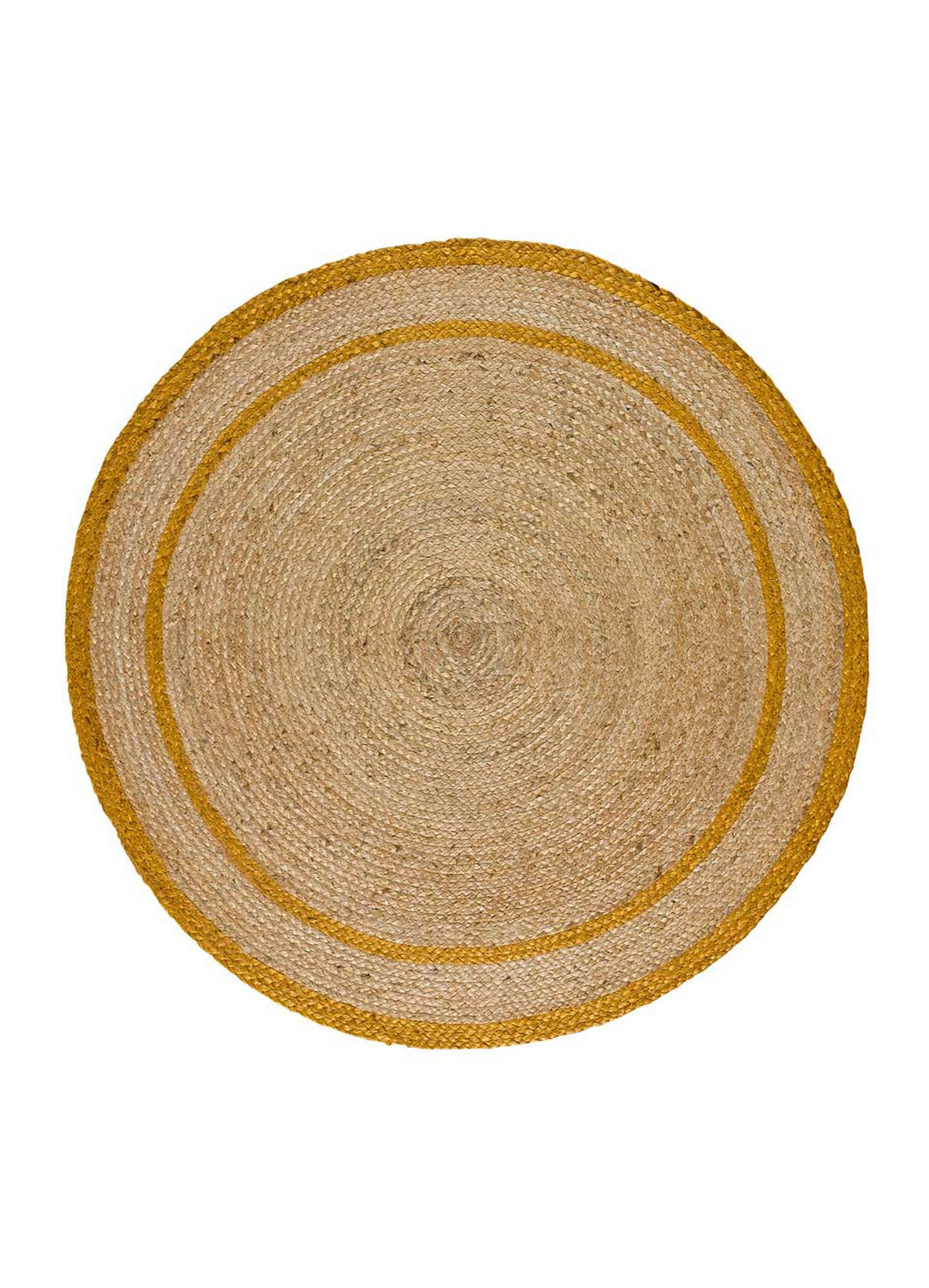 HANDWEBTEPPICH Senf Mahon 120/120 cm - Dunkelgelb/Naturfarben, Naturmaterialien (120/120cm) - Atticgo