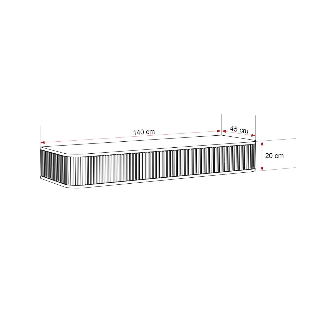 WANDKONSOLE LUNA 140 cm, mit 2 Schubladen, Kaschmir - Kaschmir, Holzwerkstoff (140/20/45cm) - Idohome