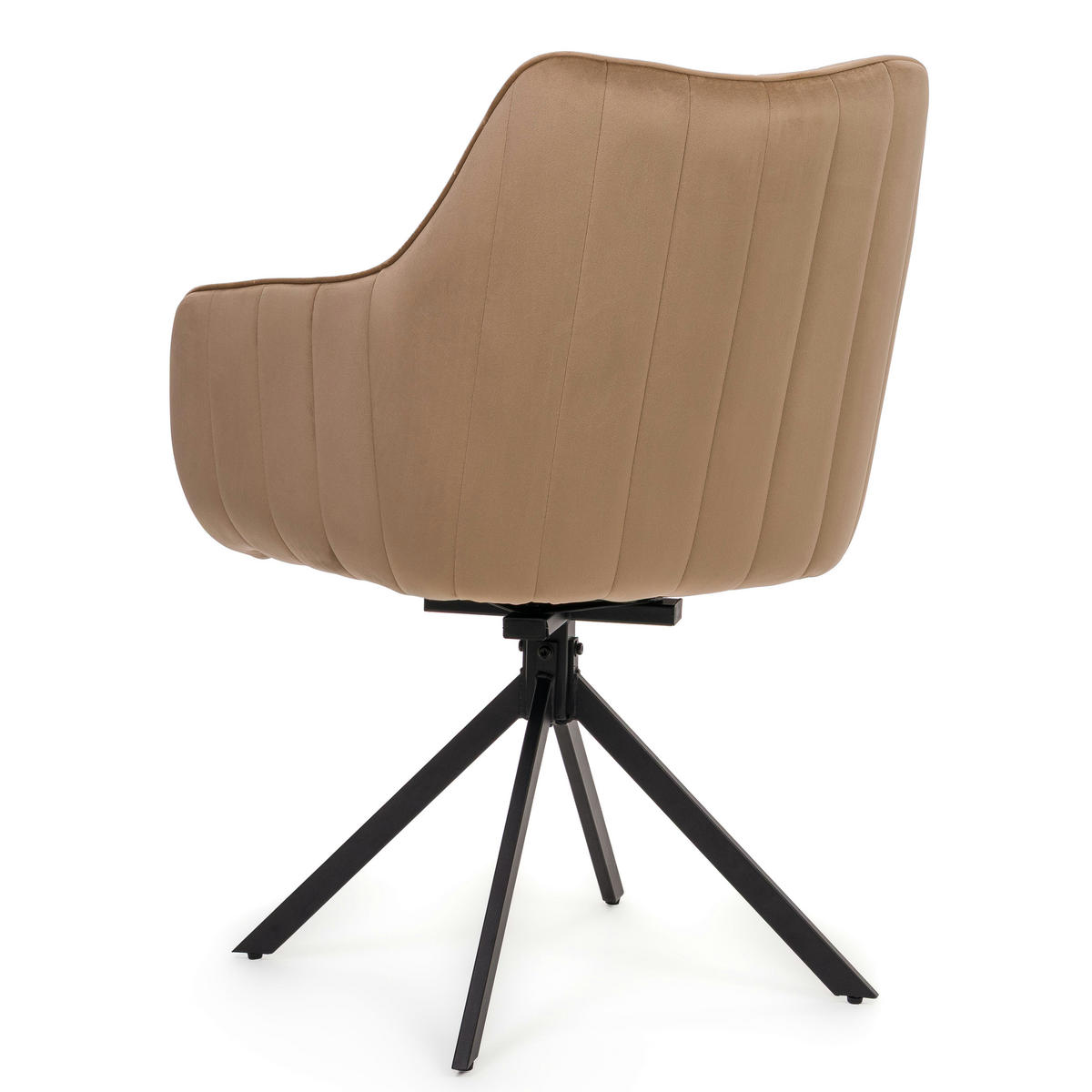 STUHL PIANO drehbar gepolsterter mit Steppung - beige - Velour - Beige/Schwarz, Textil/Metall (59/88/61cm) - NEW HOME