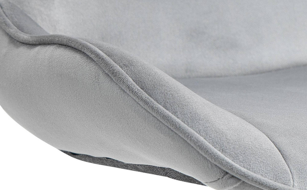 BARHOCKER 2er Set Samt grau - Chromfarben/Grau, Textil/Metall (49/85/51cm) - CLP