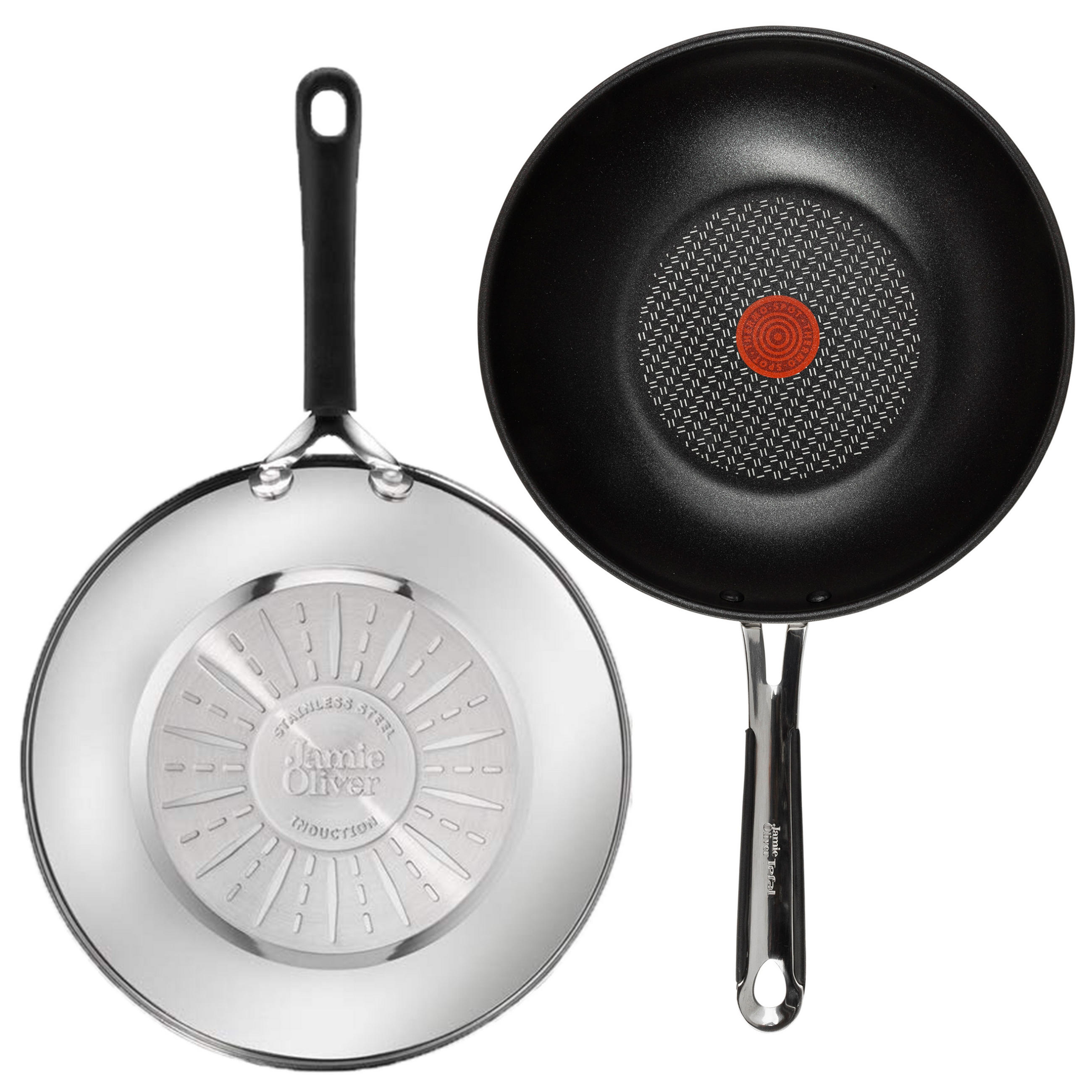 WOKPFANNE E76 Jamie Oliver Schwarz 3-Teilig - Silberfarben, Metall (28cm) - Tefal