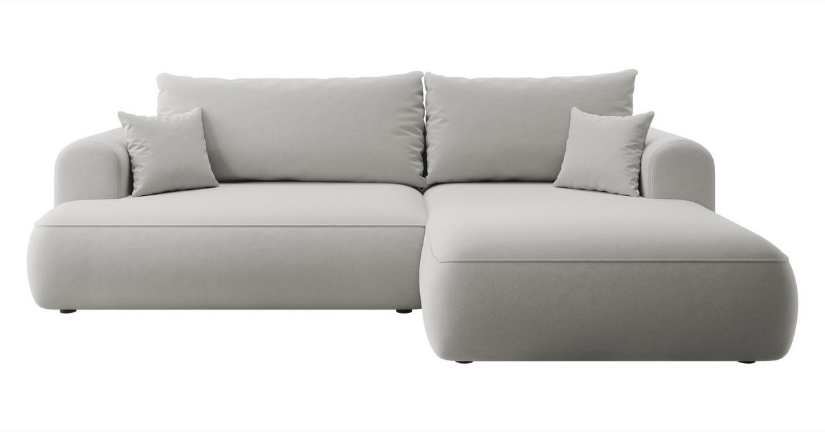 ECKSOFA Ovo Grau Velours - Schwarz/Grau, Kunststoff/Textil (260/165cm) - Selsey