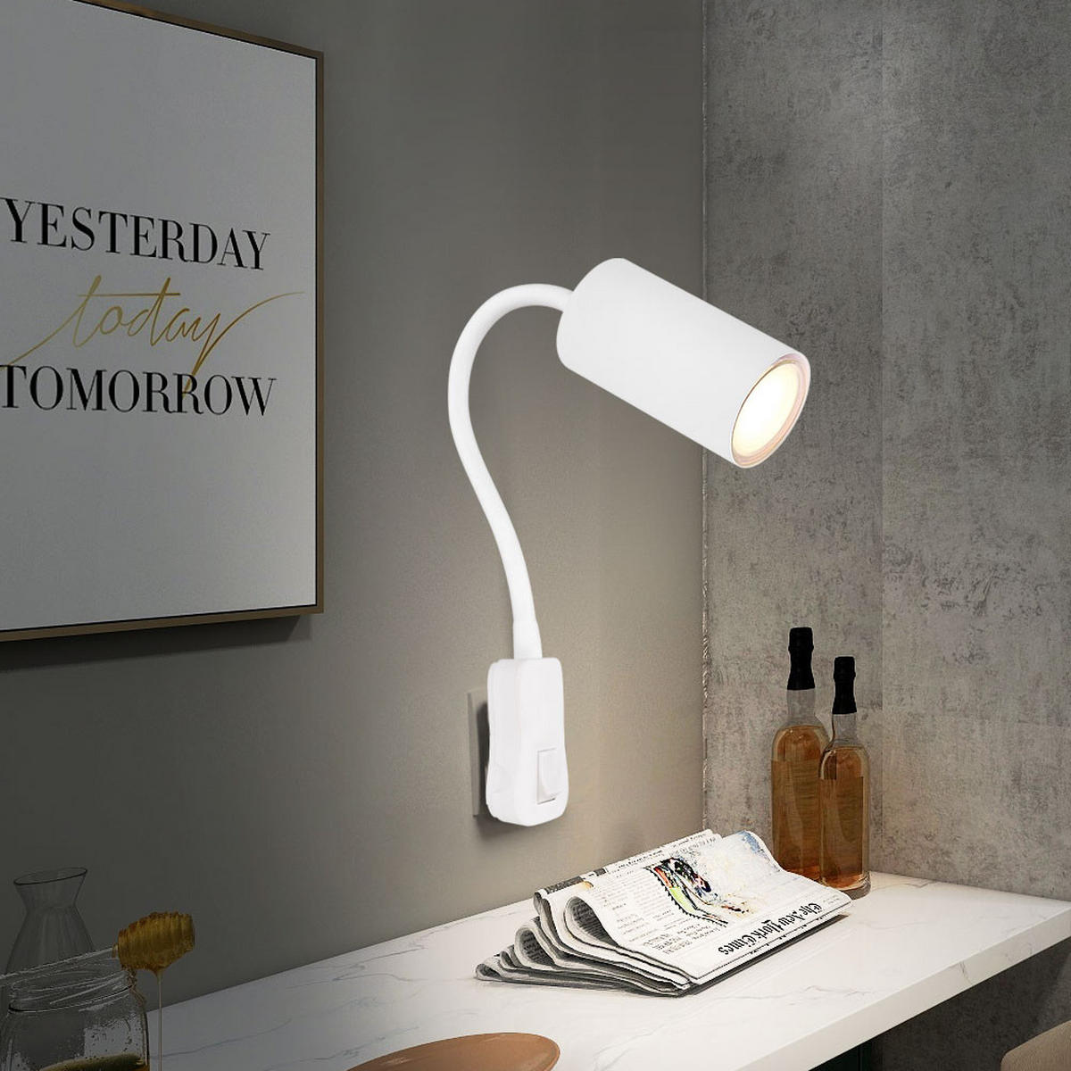 WANDLEUCHTE Flexo-Spot Metall Weiß - Weiß, Metall (5.5/43/5.5cm) - Globo Lighting