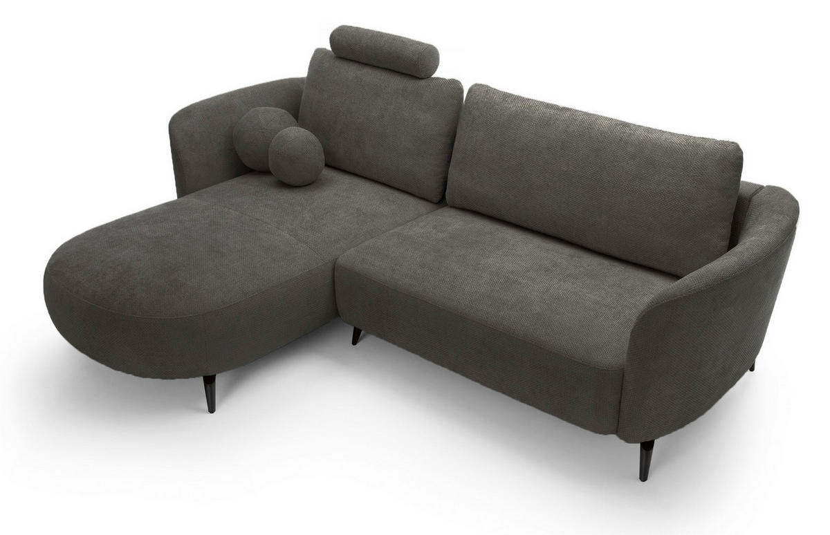 ECKSOFA auf Füßen Kendra 260 cm mit Schlaffunktion, Links, Dunkelgrau - Dunkelgrau, Holz (260/180cm) - Emporius