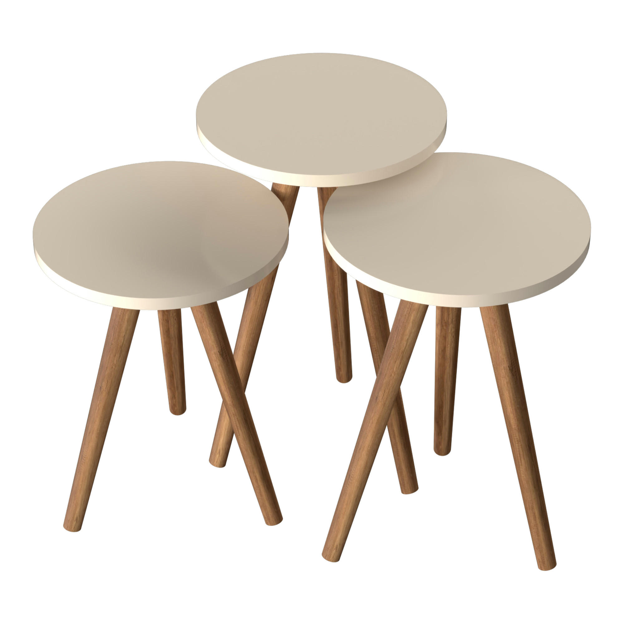 SATZTISCH Snede im 3er Set - Creme, Holzwerkstoff (34/34/52cm) - [en.casa]