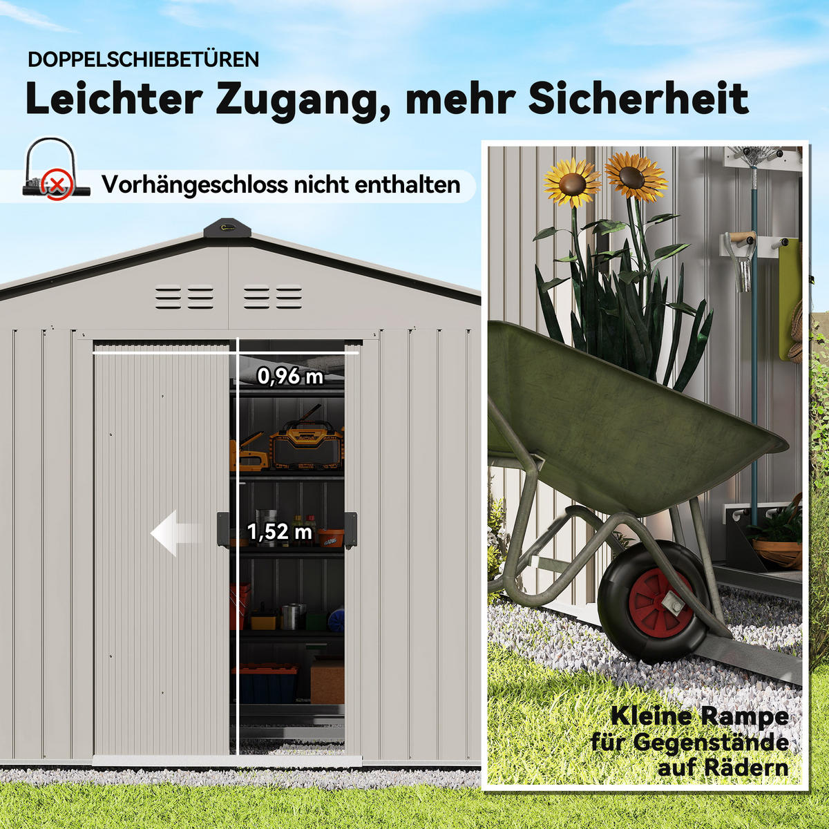 GARTENHAUS Grau 277.0/195.0/192.0cm - Grau, Metall (195/192/277cm)