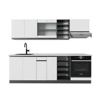 KÜCHENZEILE R-Line Weiß/Anthrazit 240 cm, AP Marmor - Anthrazit/Weiß, Holzwerkstoff (240/81.6/60cm) - Vicco