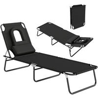 SONNENLIEGE DE-15589 klappbar, 4-fach verstellbar Schwarz - Schwarz, Metall (58/36/187cm) - ComfortXL