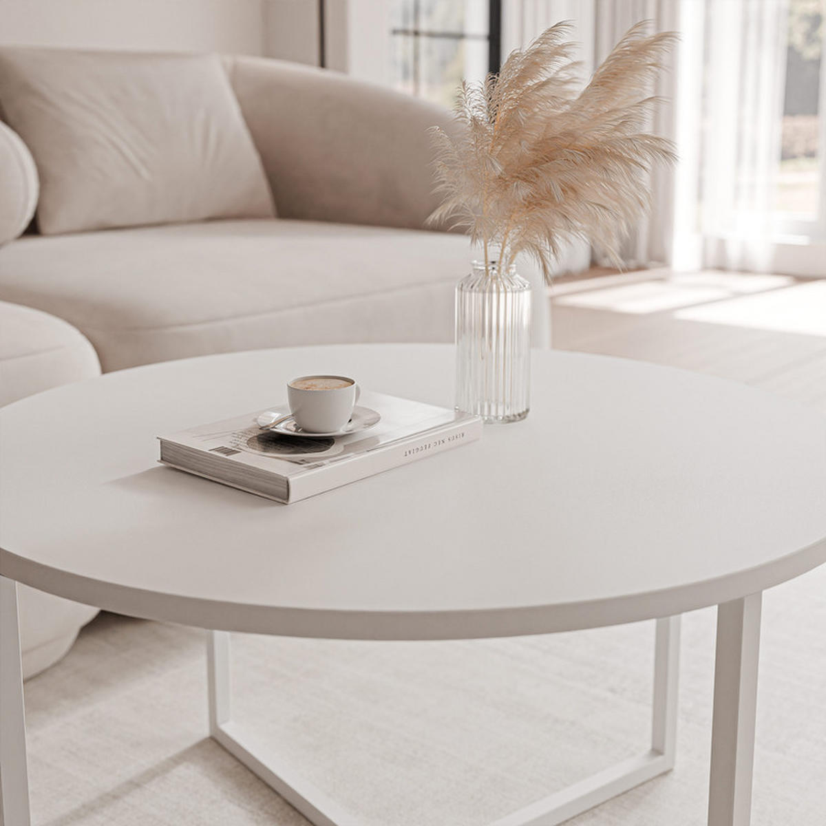 COUCHTISCH BESARO 75/47 cm runden, Weiß - Weiß, Metall (75/75/47cm) - Idohome