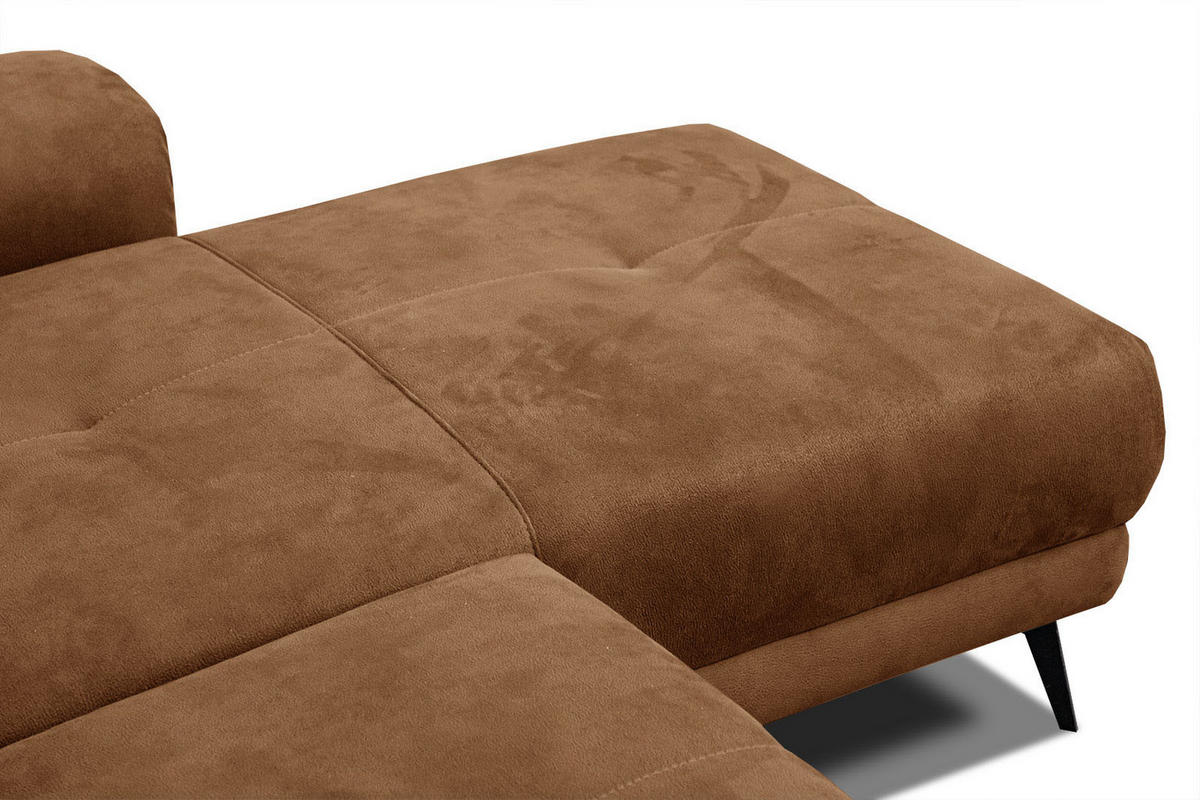 ECKSOFA FIERO 4-Sitzer, braun - Schwarz/Braun, Holzwerkstoff/Textil (288/170cm) - Courtois Laville