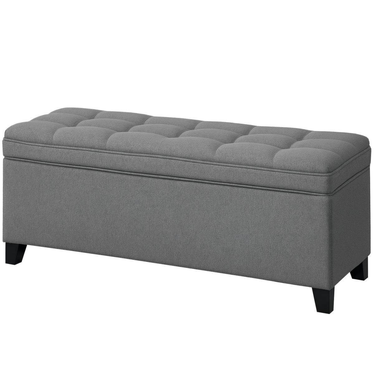 TRUHENBANK DE-16426 mit großem Stauraum (112 L) und Knopfheftung Dunkelgrau - Dunkelgrau, Textil (120/48/40cm) - ComfortXL