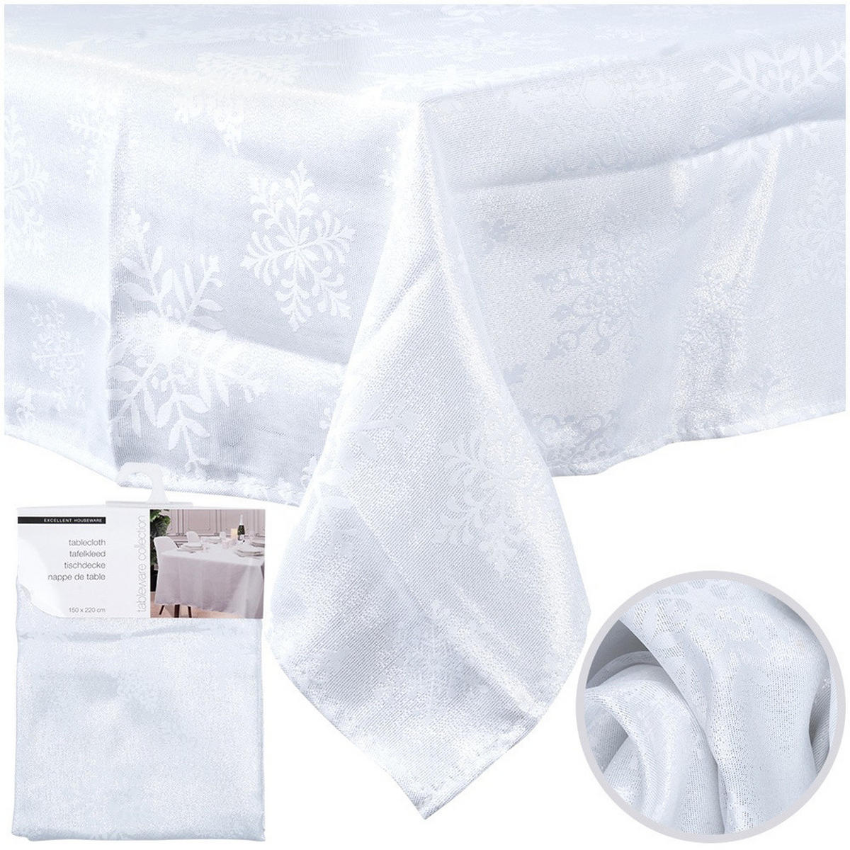 WEIHNACHTSTISCHDECKE Fleckenabweisend 220 x 150 cm - Weiß, Textil (220/150cm) - Excellent Houseware