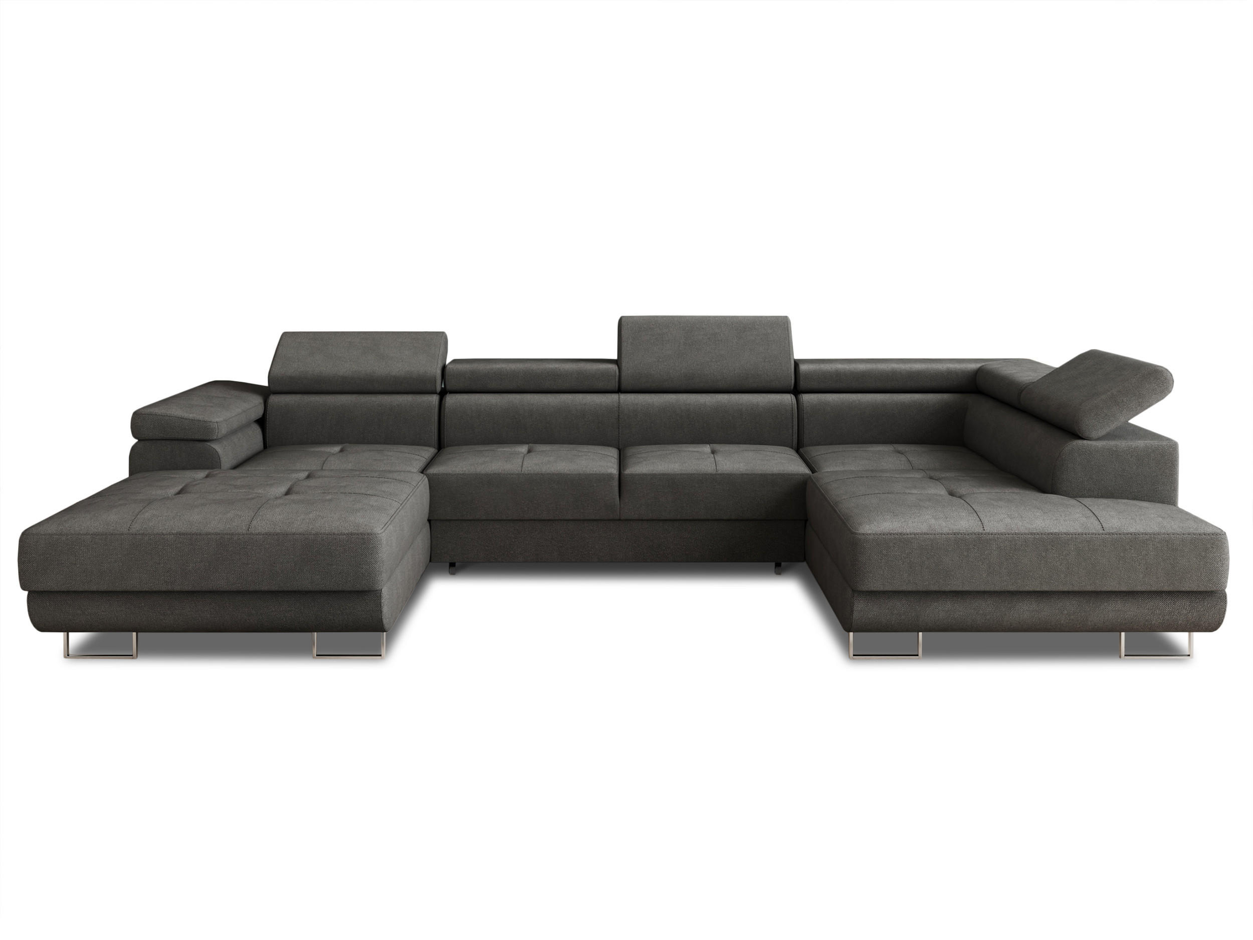 WOHNLANDSCHAFT Caris U, Seite: Links - Grau, Holz/Textil (348/90/205cm) - Sofnet