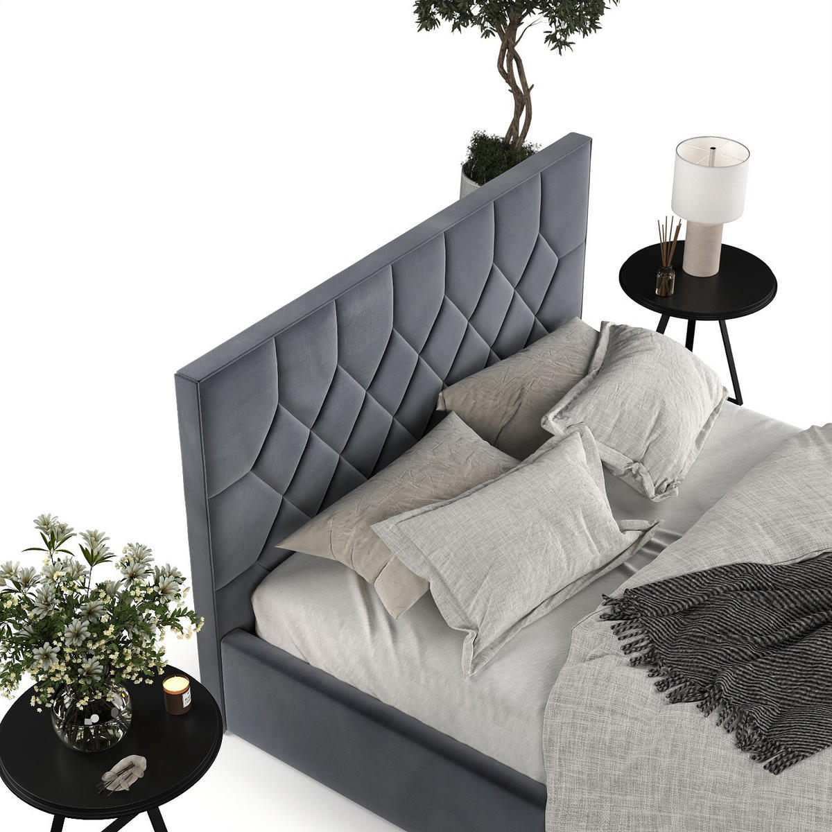 POLSTERBETT Brisa 160/200 cm Dunkelgrau im Kronos Stoff - Dunkelgrau/Schwarz, Holz/Holzwerkstoff (160/200cm) - AltaBeds