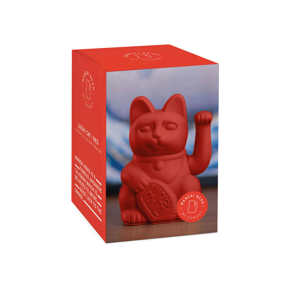 WINKEKATZE Lucky Cat Maneki Neko, Kunststoff, Rot, 15 cm - Rot, Kunststoff (8.5/15/10.5cm) - Donkey Products