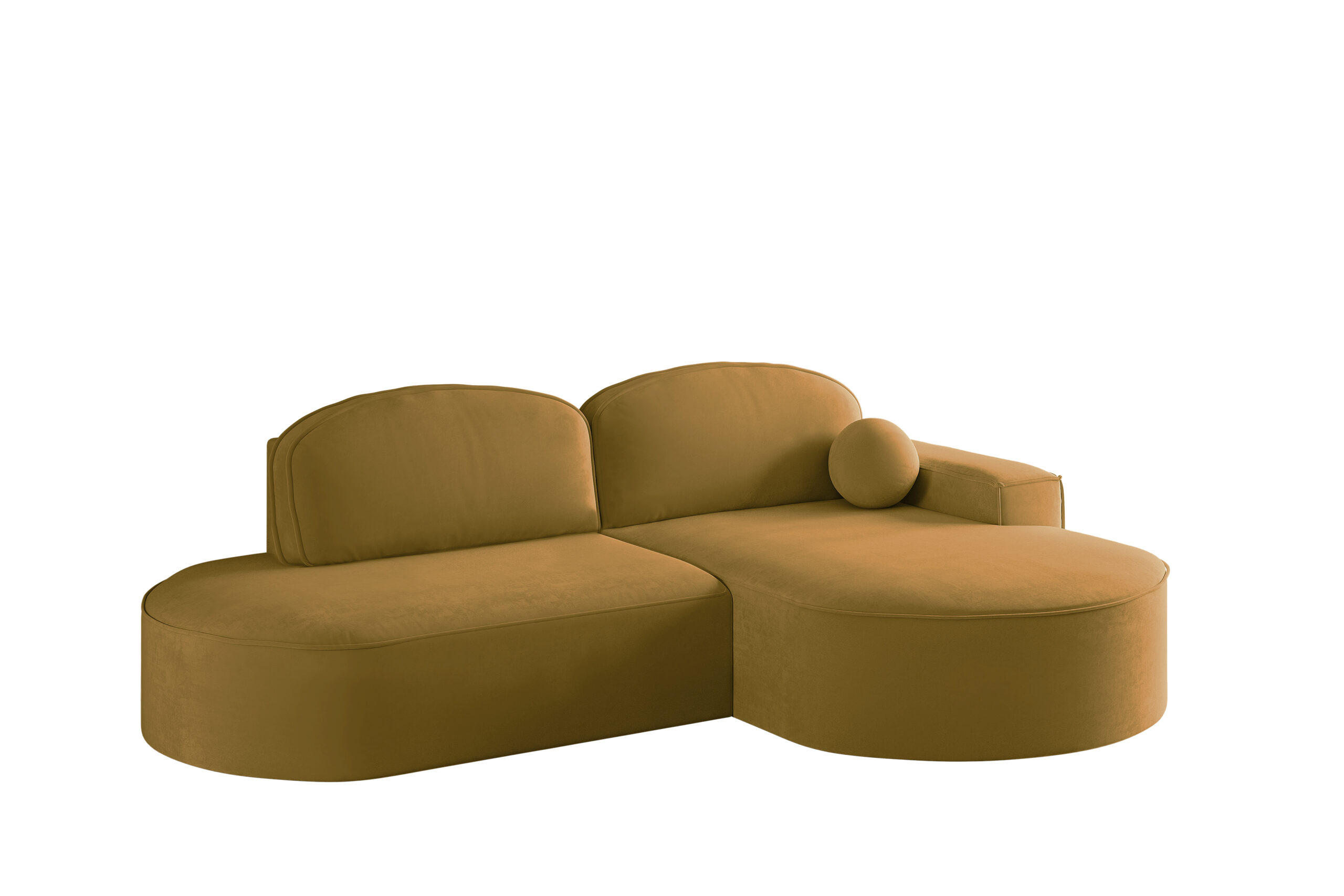 ECKSOFA mit Schlaffunktion und Bettkasten Modena Runden stoff Salvador Gelb Rechts - Gelb, Holz/Textil (278/179cm) - Kaiser Möbel
