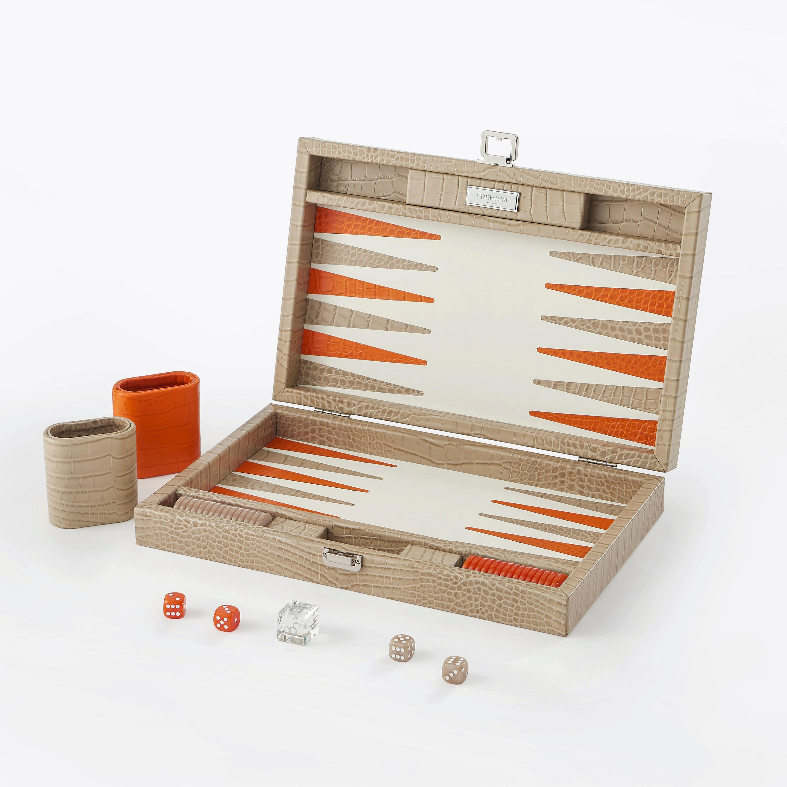 BACKGAMMON – Mittel BACKGAMMON Leder Sandbeige 38cm - Beige, Leder (38/24cm) - Premium Interiors