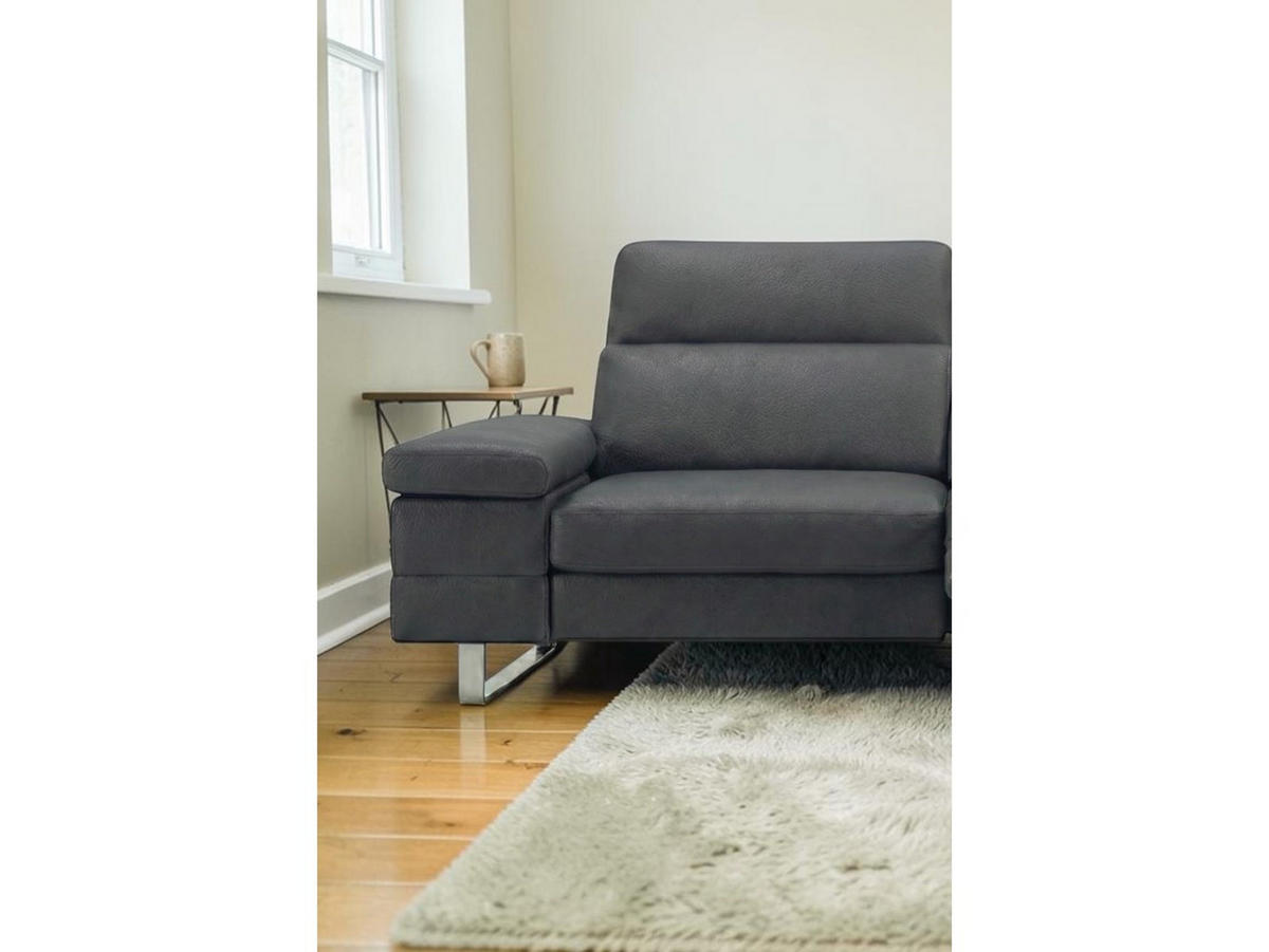 3-SITZER Sofa Virage Echtleder mit 1 x Relaxfunktion Anthrazit - Anthrazit, Leder/Metall (212/75/109cm)