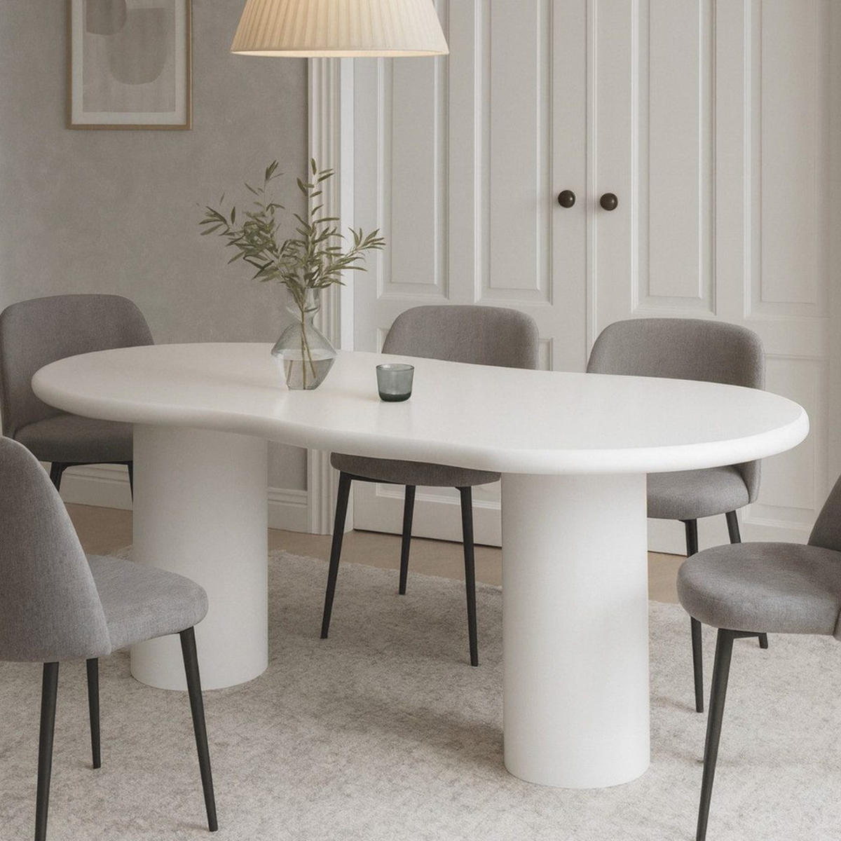 ESSTISCH Bobbio in weiß MDF organisches Design 200 cm - Weiß, Holz (200/100/76cm) - alesvelt