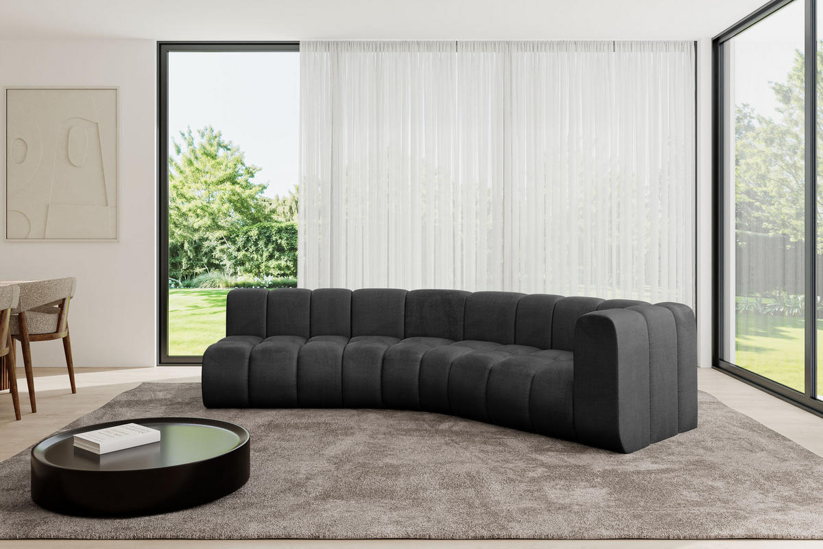 ECKSOFA modulares Sofa Karex-L1 - 308x194x70 cm Schwarz - Schwarz, Holzwerkstoff/Textil (308/194cm) - ALTDECOR