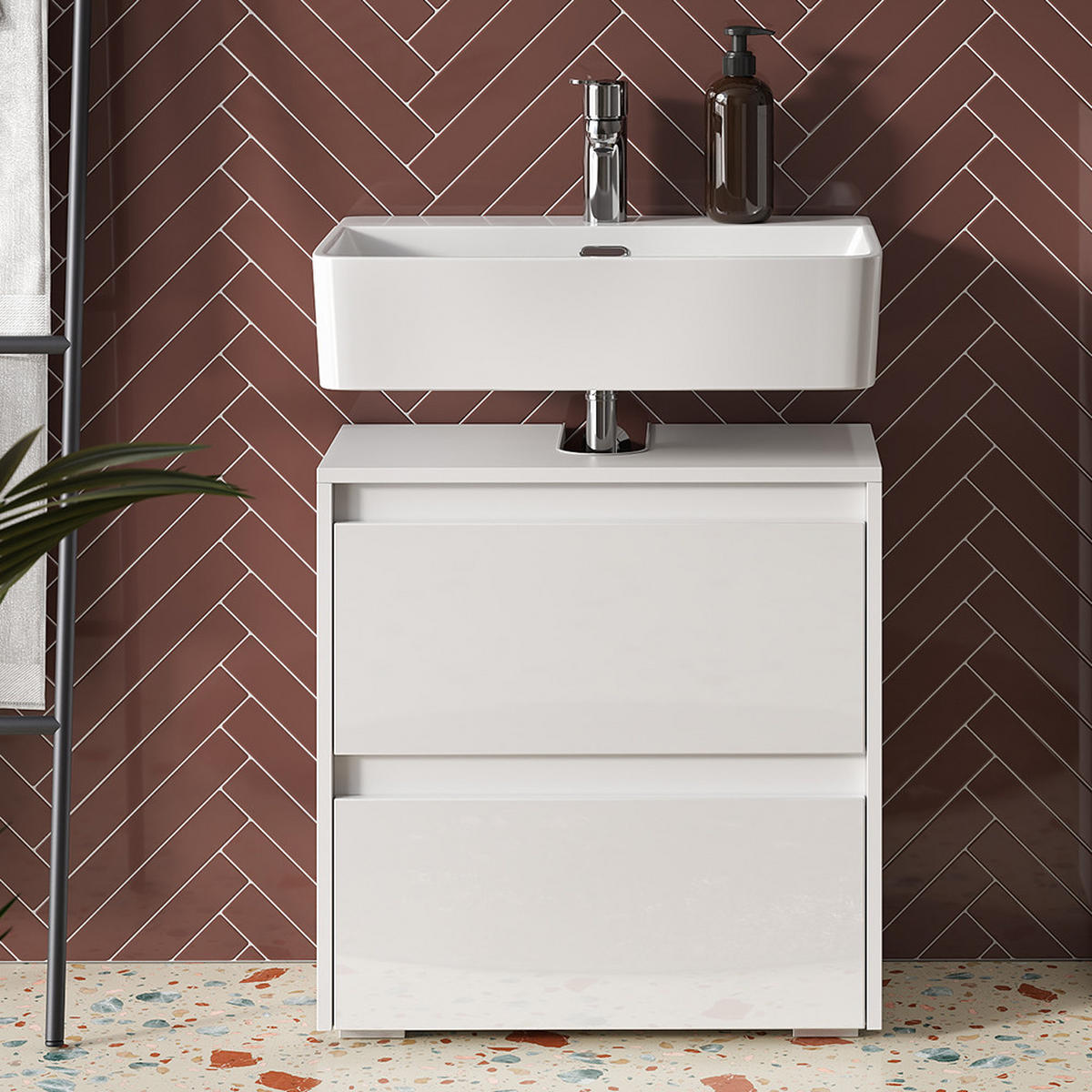 DOLNÍ SKŘÍŇKA POD DŘEZ Majest Bílá/bílý vysoký lesk - bílá/vysoce lesklá bílá, kompozitní dřevo (60.1/62/30.1cm) - Vicco